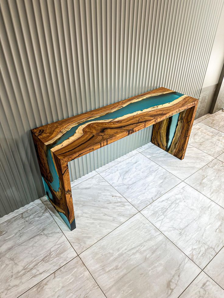 Waterfall Edge Epoxy Resin Console Table
