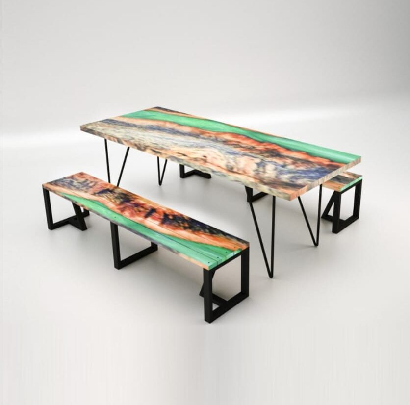 Resin Table & Bench Set RTB-10