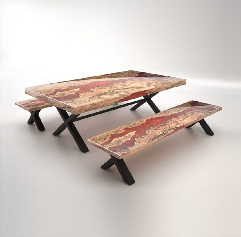 Resin Table & Bench Set RTB-3