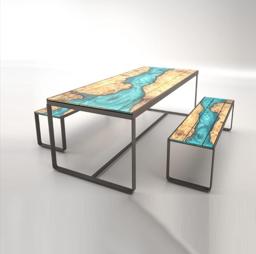 Resin Table & Bench Set RTB-4