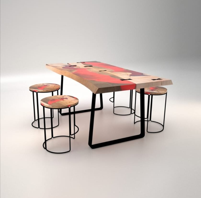 Resin Table & Bench Set RTB-5