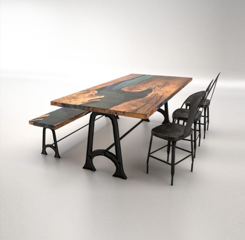 Resin Table & Bench Set RTB-8