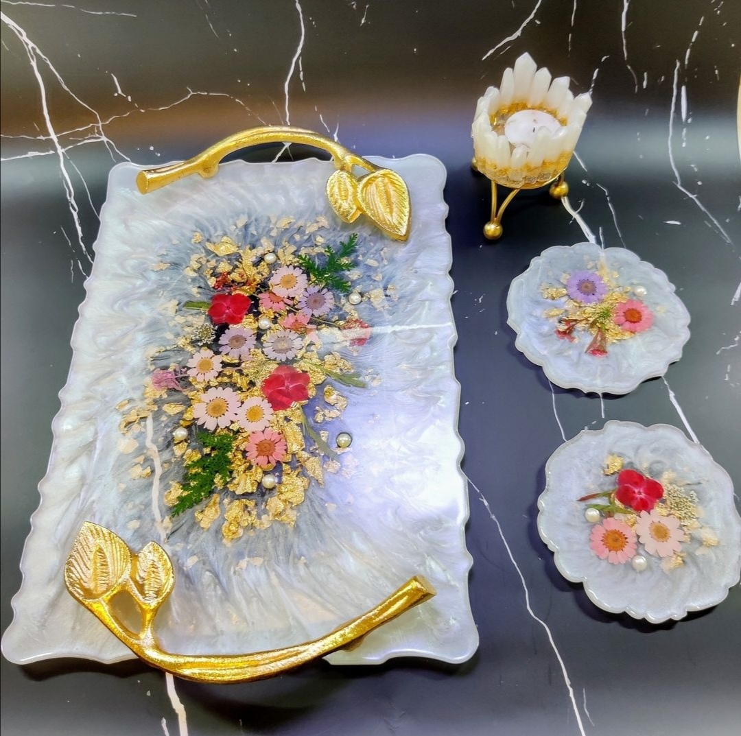 Resin Coasters & Tray Set