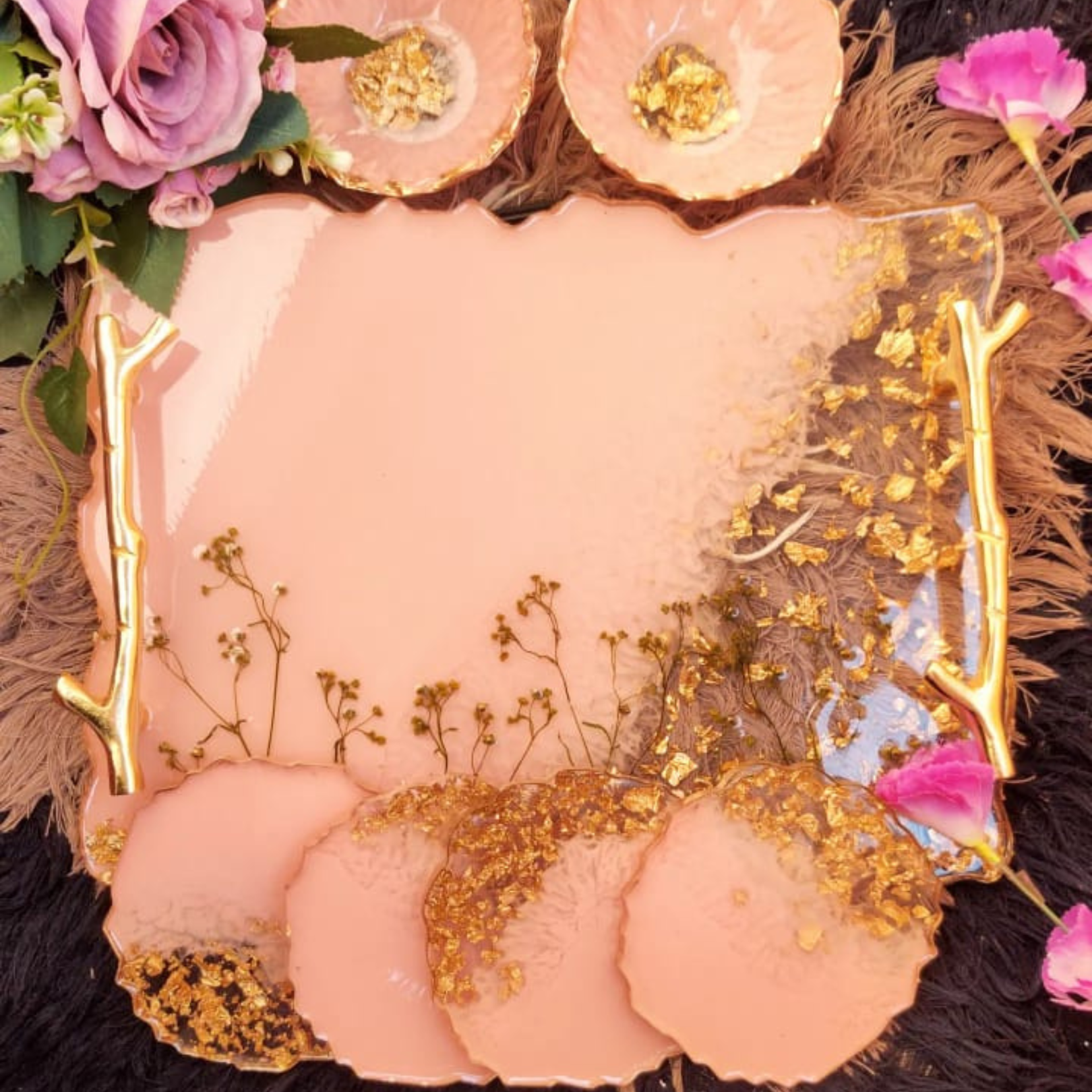 Resin Coasters & Tray Set