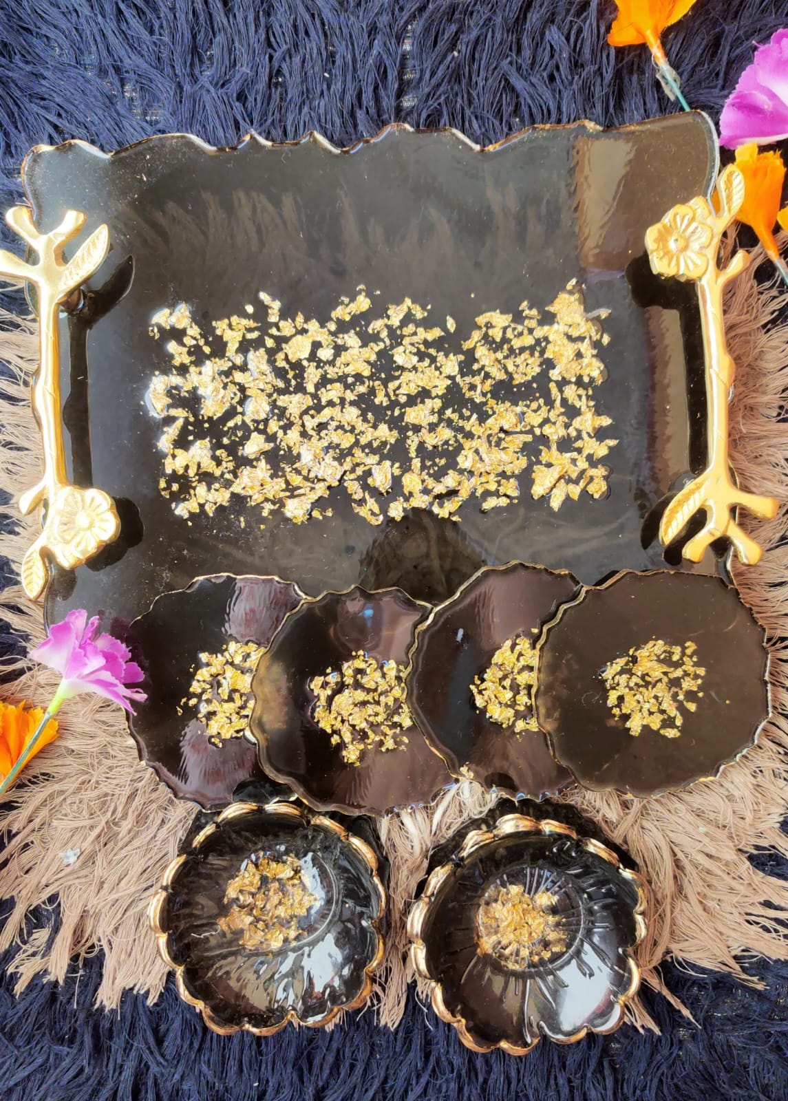 Tray With 4 Coasters and 2 Bowls TCB-3